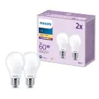 Mehrfachpackung 2x Philips Glühbirne LED E27 Birne Matt 7W 806lm - 827 Extra Warmweiß